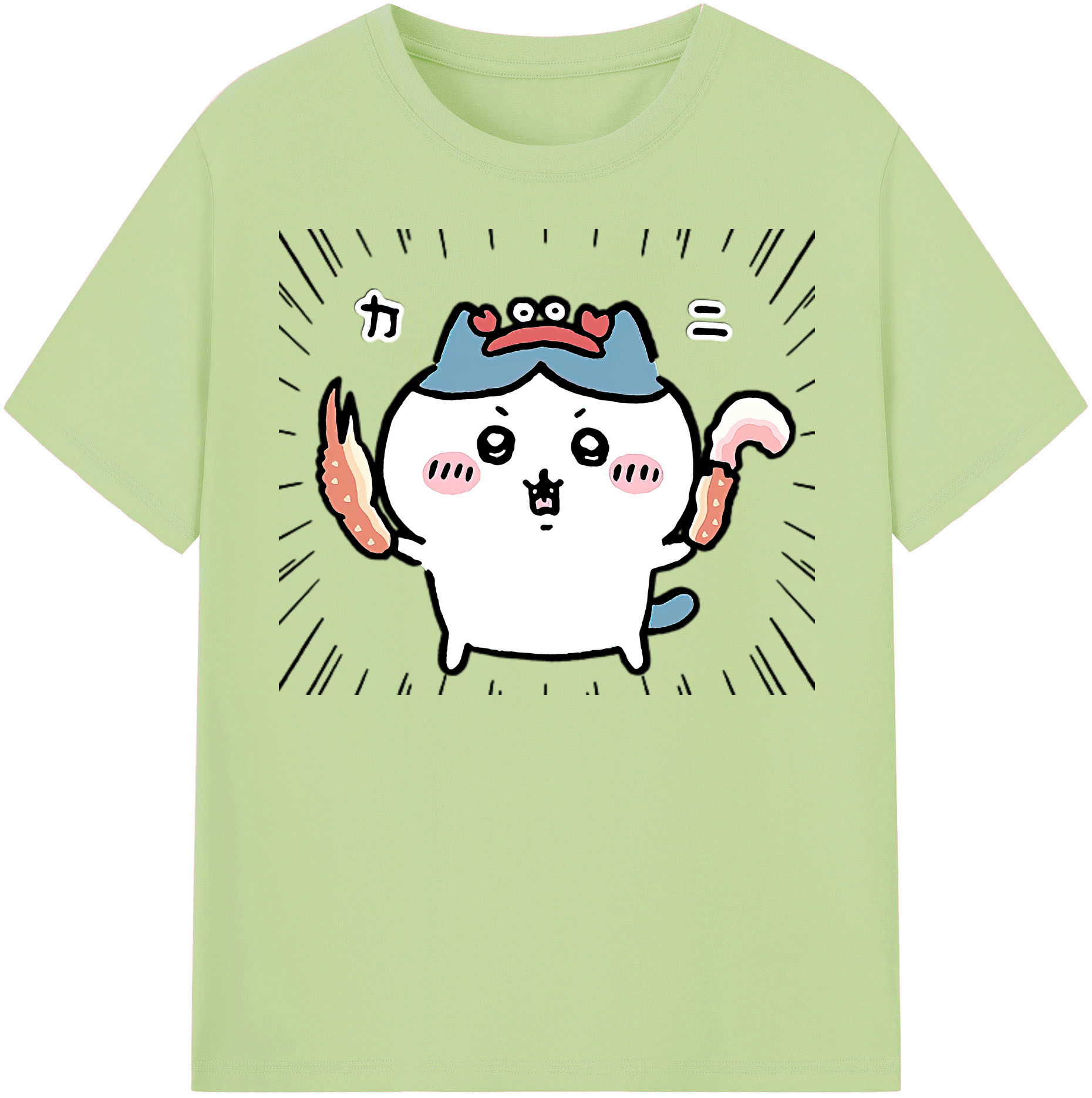 （画像用） ちいかわ ハチワレ Chii-kawa hachiware 綿100％半袖Tシャツ（フロントプリント）